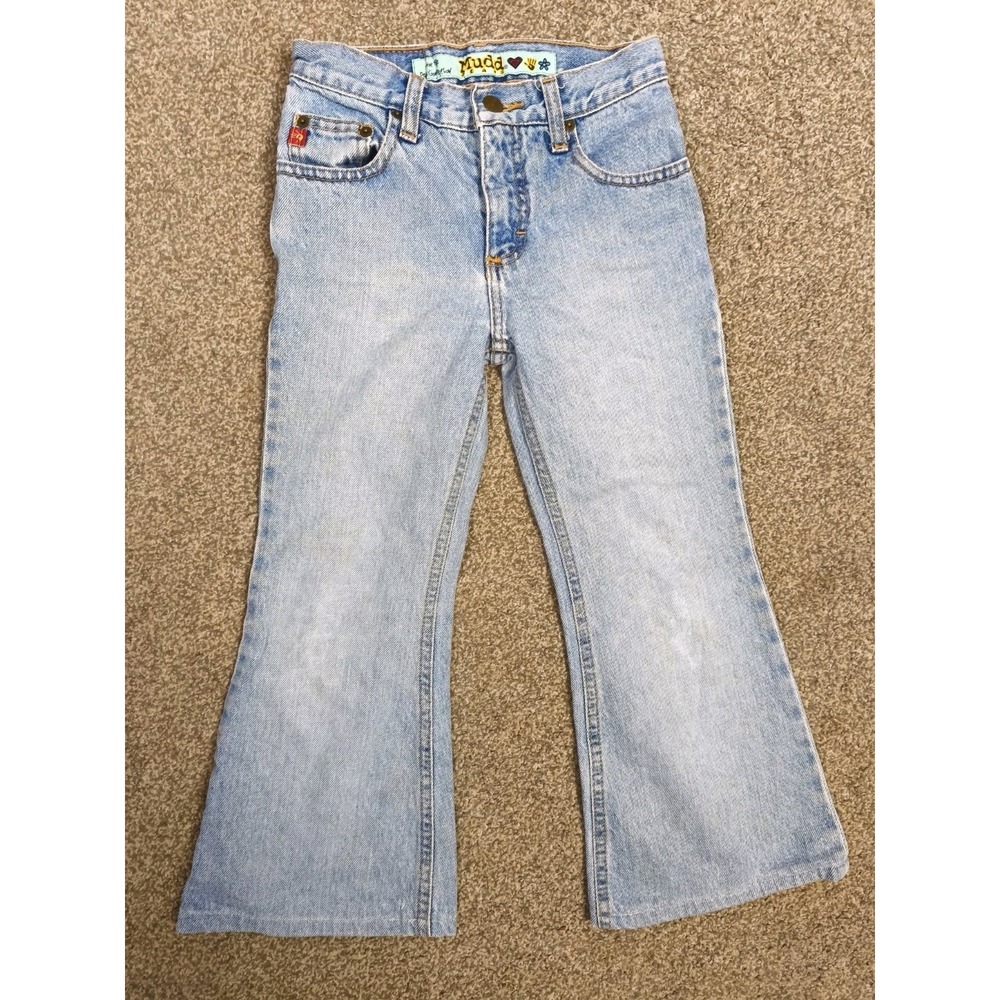 Vintage Y2K Mudd‎ Girls Size 7 Light Wash Embroidered Pocket Jeans